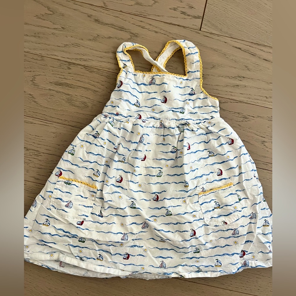 Like new adorable boat print summer cotton dress, girls 2-3